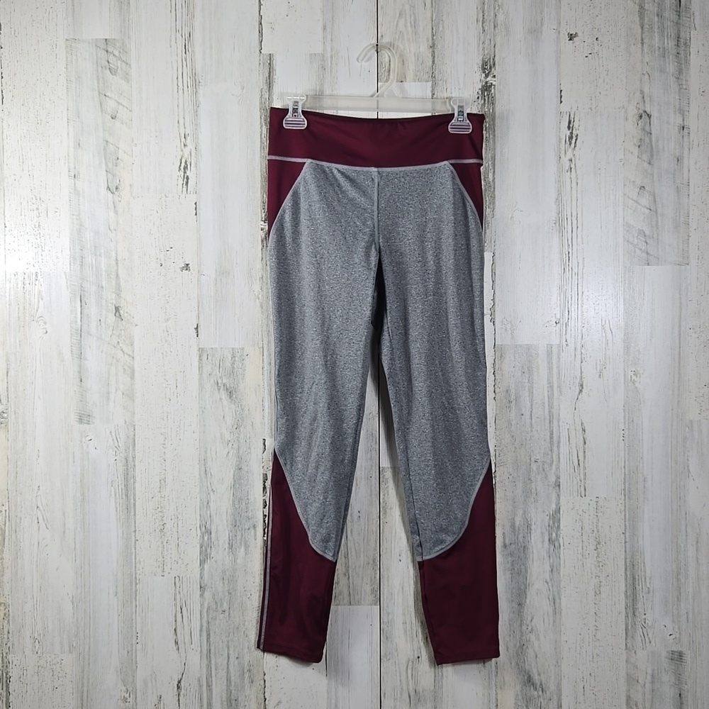 Cloud chaser maroon and gray active wear leggings women's size large